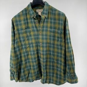 Duluth Trading Co Flannel Shirt Mens XL Green‎ Plaid Outdoor Workwear